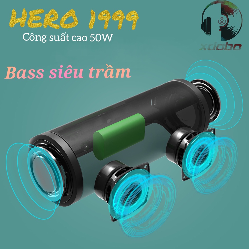 Loa ngoài trời XDOBO HERO 1999 - Người chủ tịch bảo hộ nước IPX7, phát nhạc đến 20 giờ, công suất 50W, pin 6600mAh.