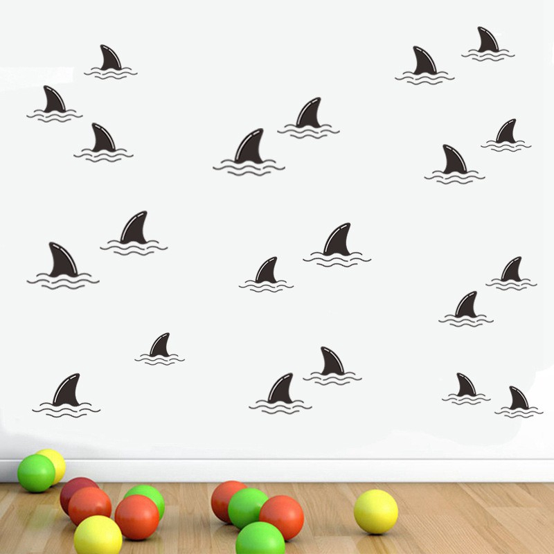 Creative Shark Fin Wall Sticker Removable Home Children Bedroom Decor Decal PVC Sticker