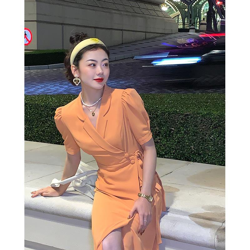 Đầm Hoa Tay Phồng Cổ Bẻ Phong Cách Pháp Cổ Điển Thời Trang Mùa Hè Mới Cho Nữ 2022