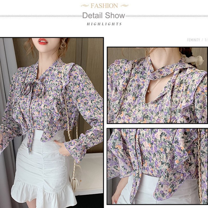 Áo Sơ Mi Chiffon Tay Ngắn In Họa Tiết Hoa Thời Trang Mùa Hè Xinh Xắn Cho Nữ