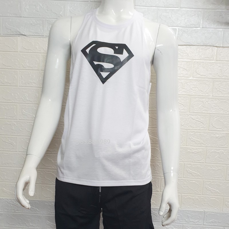 Áo ba lỗ A.102 chất đẹp, mỏng, thoáng mát in hình superman cho anh em tập gym, chơi thể thao- Ảnh, video shop làm