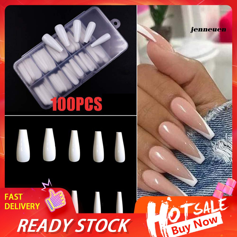Set 100 móng tay giả tạo nhiều kiểu móng trang trí xinh xắn thời trang