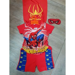 Bộ siêu nhân côtton lưới 4 chi tiết (mặt nạ kính, áo ,quần, áo choàng) cho bé trai 10-26kg