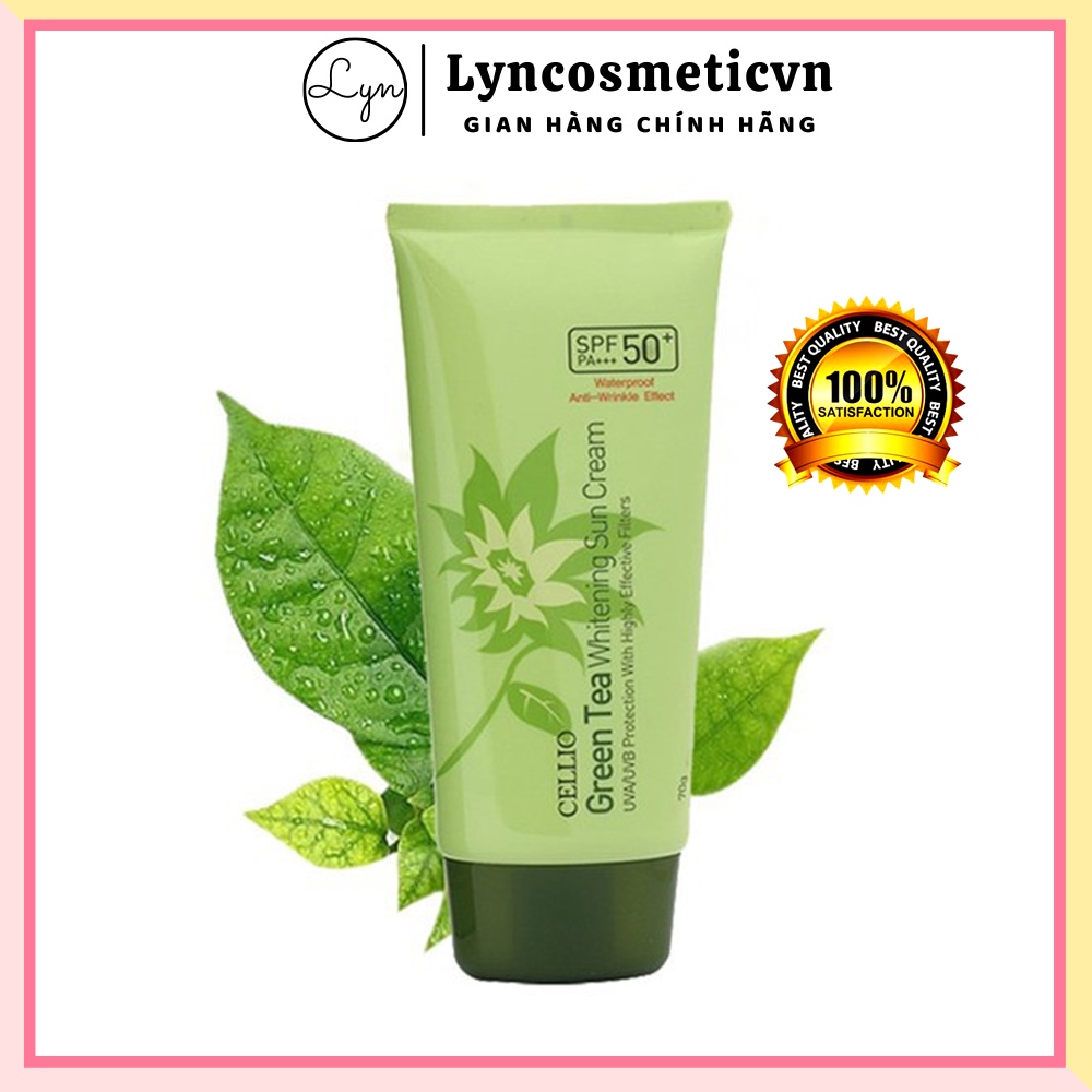 Kem chống nắng Cellio Green Tea Whitening Sun Cream SPF50 PA+++