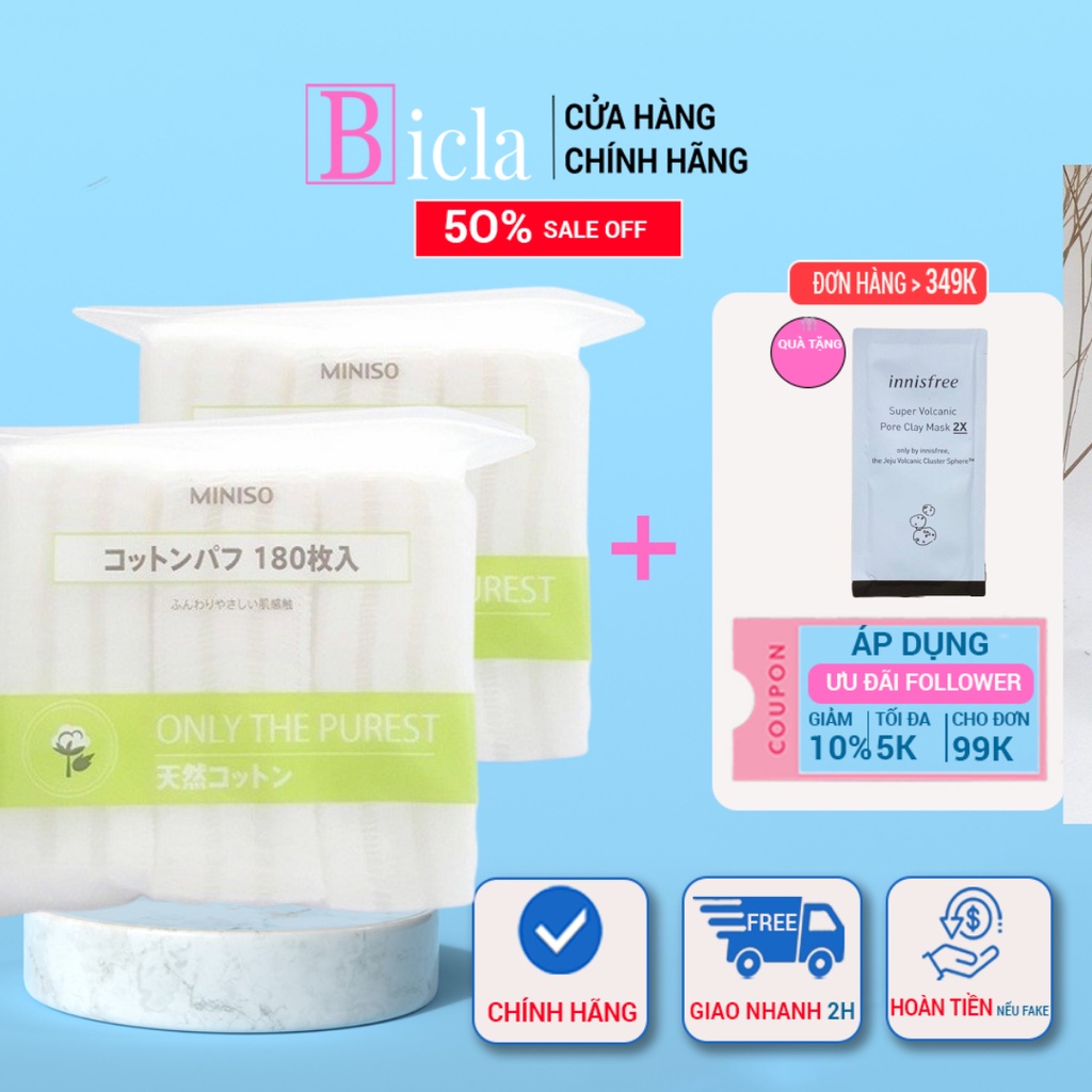 Bông tẩy trang miniso nhật bản 1000 miếng và 180 miếng.