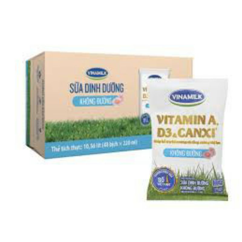 (Date mới nhất) Sữa tươi tiệt trùng Vinamilk không đường bịch 220ml (lẻ 1 bịch)
