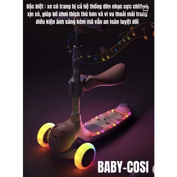 Xe trượt scooter cho bé Baby Cosi đa chức năng : Tích hợp 3in1,vừa là xe Scooter vừa là xe chòi chân, vừa là xe đẩy