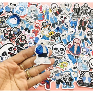 sticker sans Undertale 30-60 cái ép lụa khác nhau đề can bóc dán