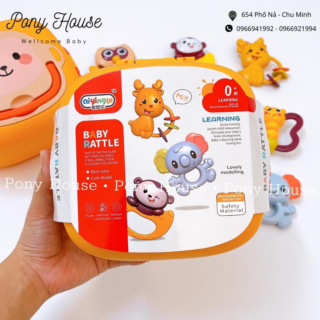 Bộ Đồ Chơi Xúc Xắc Gặm Nướu Giúp Bé Tập Cầm Nắm An Toàn Cho Bé Có Hộp Đựng 9 Món
