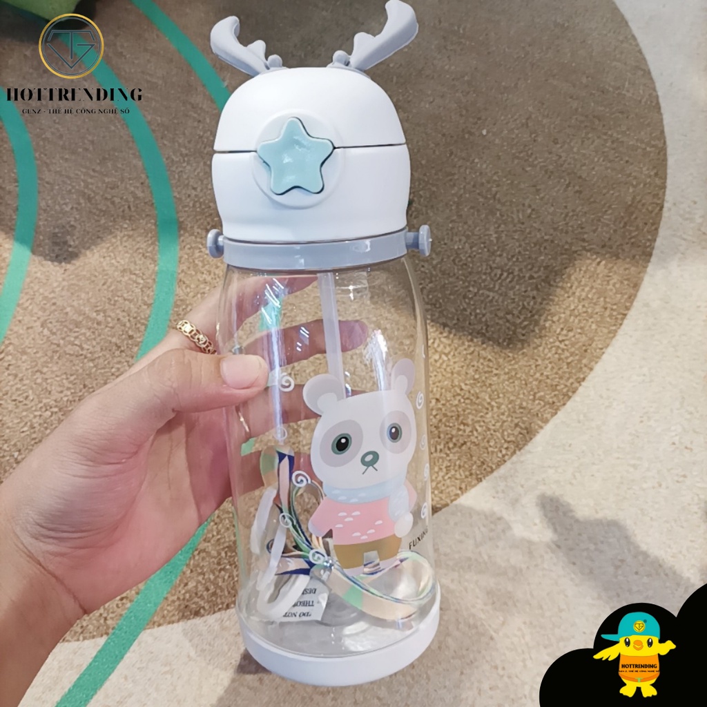 Bình Nước tập uống 350ml Tặng kèm sticker cho bé Hình Sừng Hươu Dễ Thương Cho Bé (tuyển sỉ)