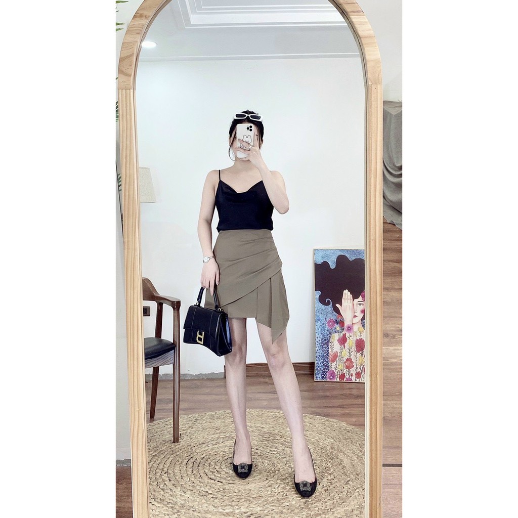 Chân váy chữ A vạt chéo xếp ly | BigBuy360 - bigbuy360.vn