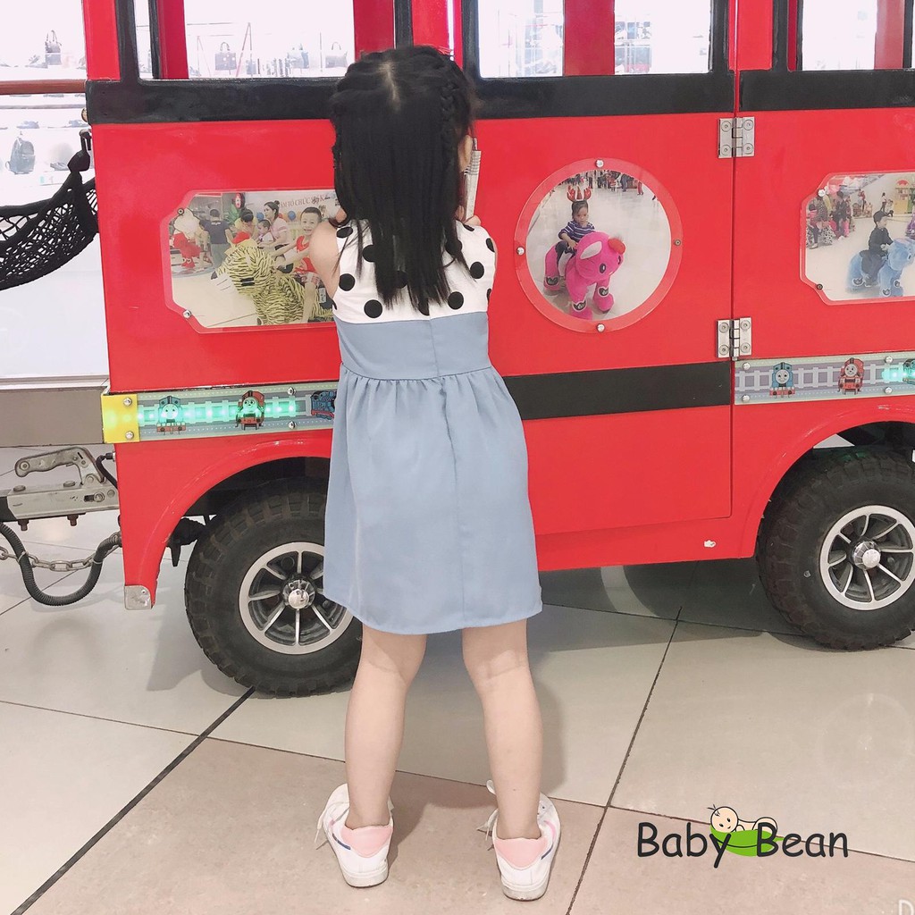 Váy Đầm Cotton phối Tơ Gân Giả Yếm Thêu Họa Tiết Bé Gái BabyBean (8kg-35kg)