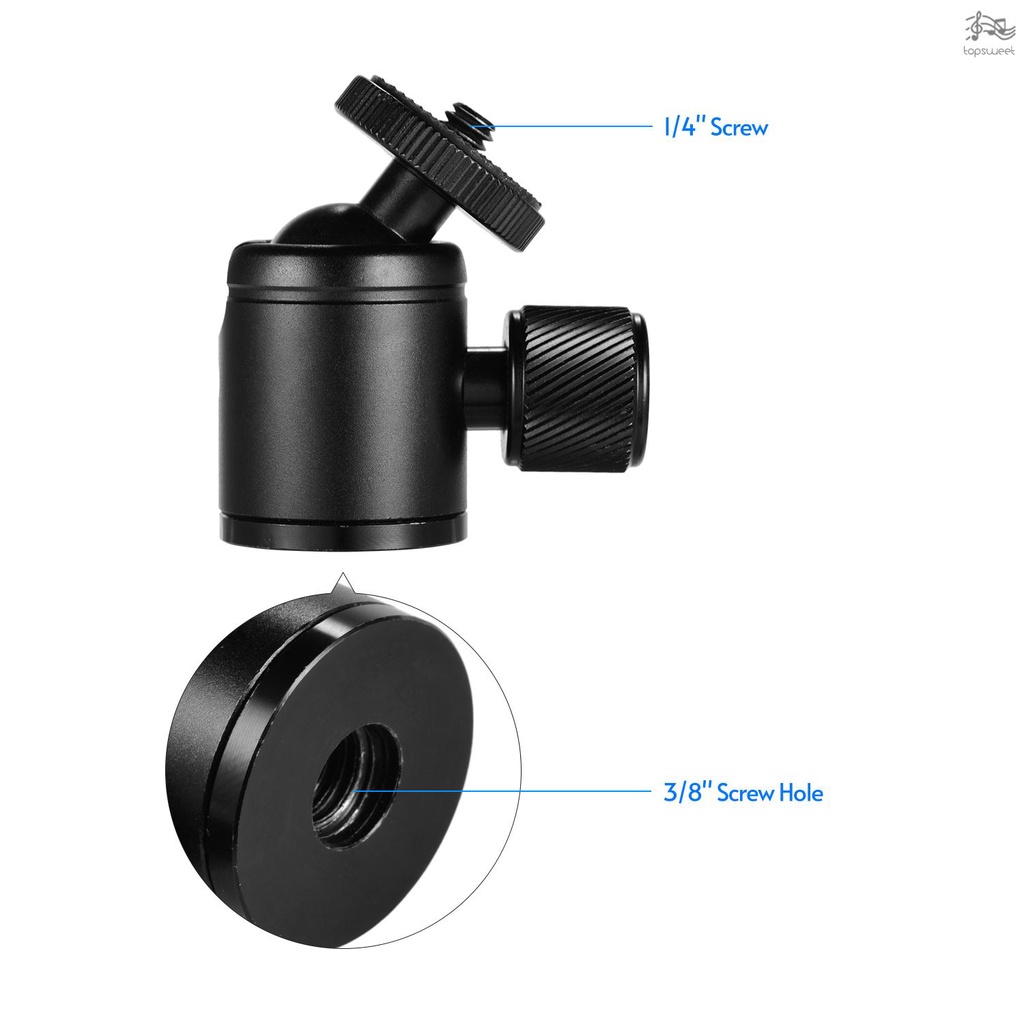 Đầu Bi Hợp Kim Nhôm Với Ốc Vít 1 / 4 Inch Và Lỗ 3 / 8 Inch Cho Chân Máy Ảnh / Điện Thoại / Đèn LED Đen | BigBuy360 - bigbuy360.vn