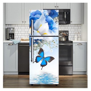 (loại 1 ) Giấy Decal Dán Tủ Lạnh Phong Thủy HOA BƯỚM XANH T&T