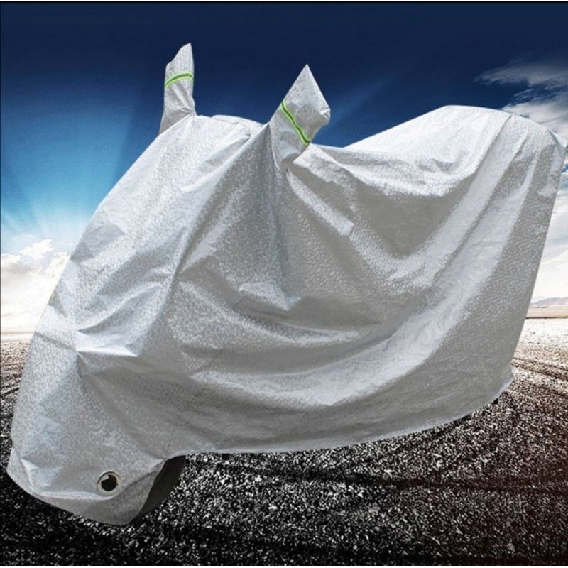 Bạt phủ trùm xe máy 2 tai. Loại dày xịn 2 lớp. Màu bạc phản quang.