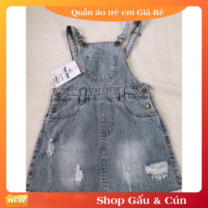 Yếm váy bò cho bé gái Hàng Quảng Châu chất bò mềm dày dặn size từ 10-16kg