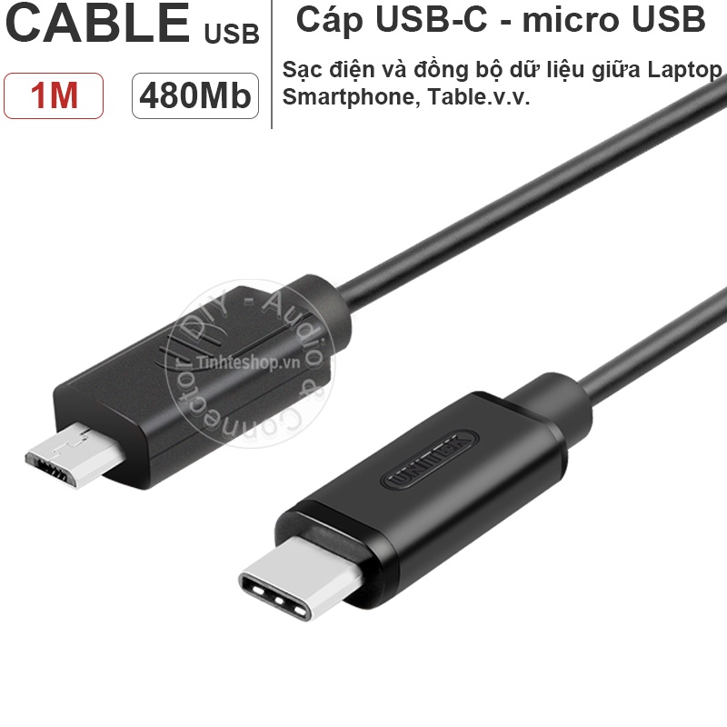 Cáp USB C ra Micro USB 1 mét Unitek Y-C473BK