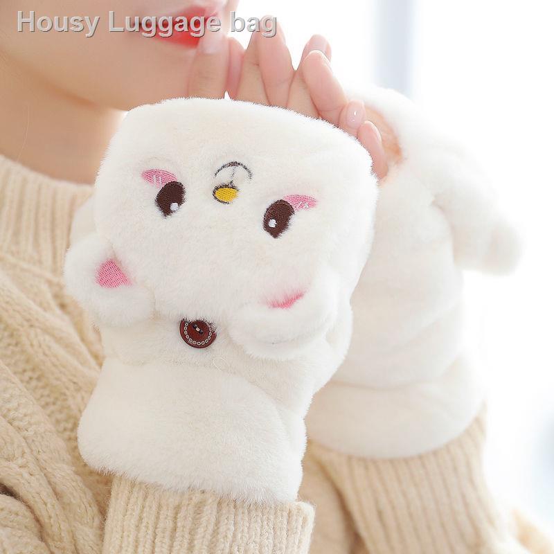 Găng tay vải nhung dày ấm áp thích hợp cho mùa đông kiểu Hàn Quốc dễ thương cho nữ