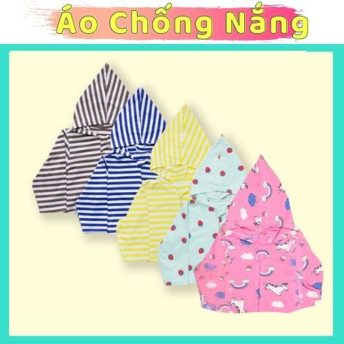 Áo Chống Nắng Cho Bé - Vải Cotton 100%, Áo Khoác Có Mũ ( 5-20kg)