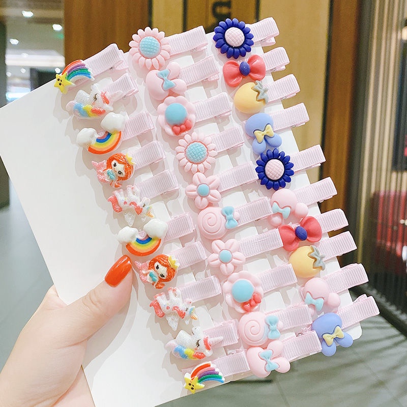 Set 30 kẹp tóc hình hoa hoạt hình phong cách Hàn Quốc xinh xắn cho bé gái