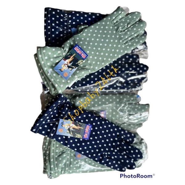 Bao tay, găng tay nữ cắt 2 ngón hoạ tiết Hoà Hương cotton hai lớp chống nắng, giữ ấm, lái xe