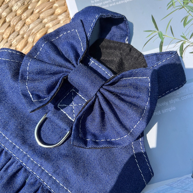 Chó nhiều kích cỡ Đi dạo Bên ngoài Dây buộc áo Phù hợp với Thú cưng Mèo Denim Váy Chó Denim Váy