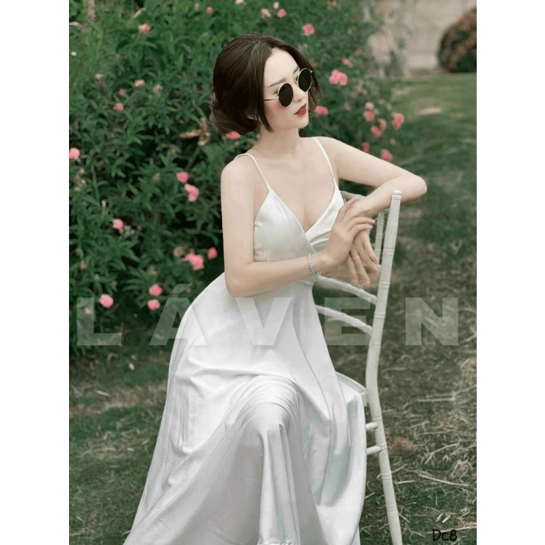 Mẫu Mới Thiết Kế Hợp Thời Trang 2022-- Mẫu Đầm Lụa Hở Lưng Dáng Xòe Xinh Lung Linh UP