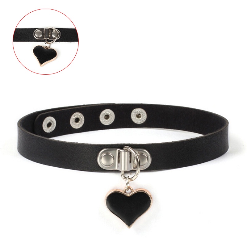 Vòng cổ choker da đính đinh tán phong cách gothic thời trang