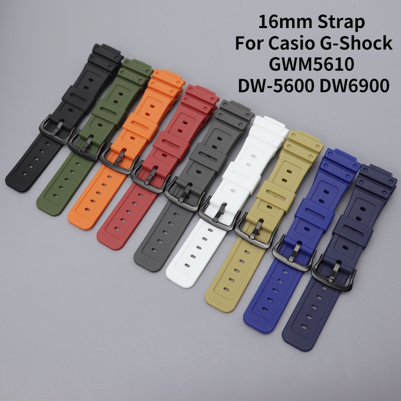 Dây Đeo Silicon 16mm Màu Trơn Cho Đồng Hồ Casio G-Shock GWM5610 DW-5600 DW6900