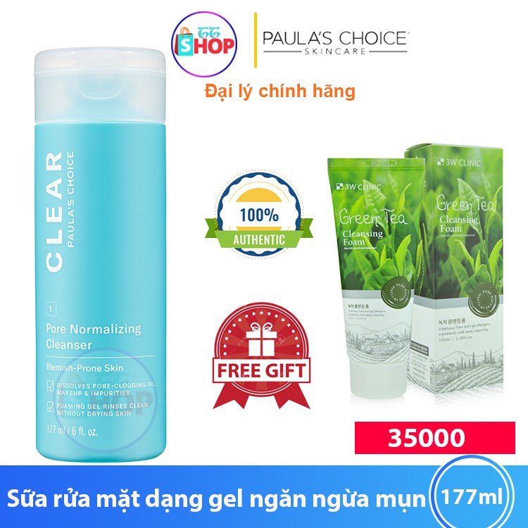 Sữa rửa mặt dạng gel ngăn ngừa mụn và se khít lỗ chân lông Paula’s Choice Clear Pore Normalizing Cleanser