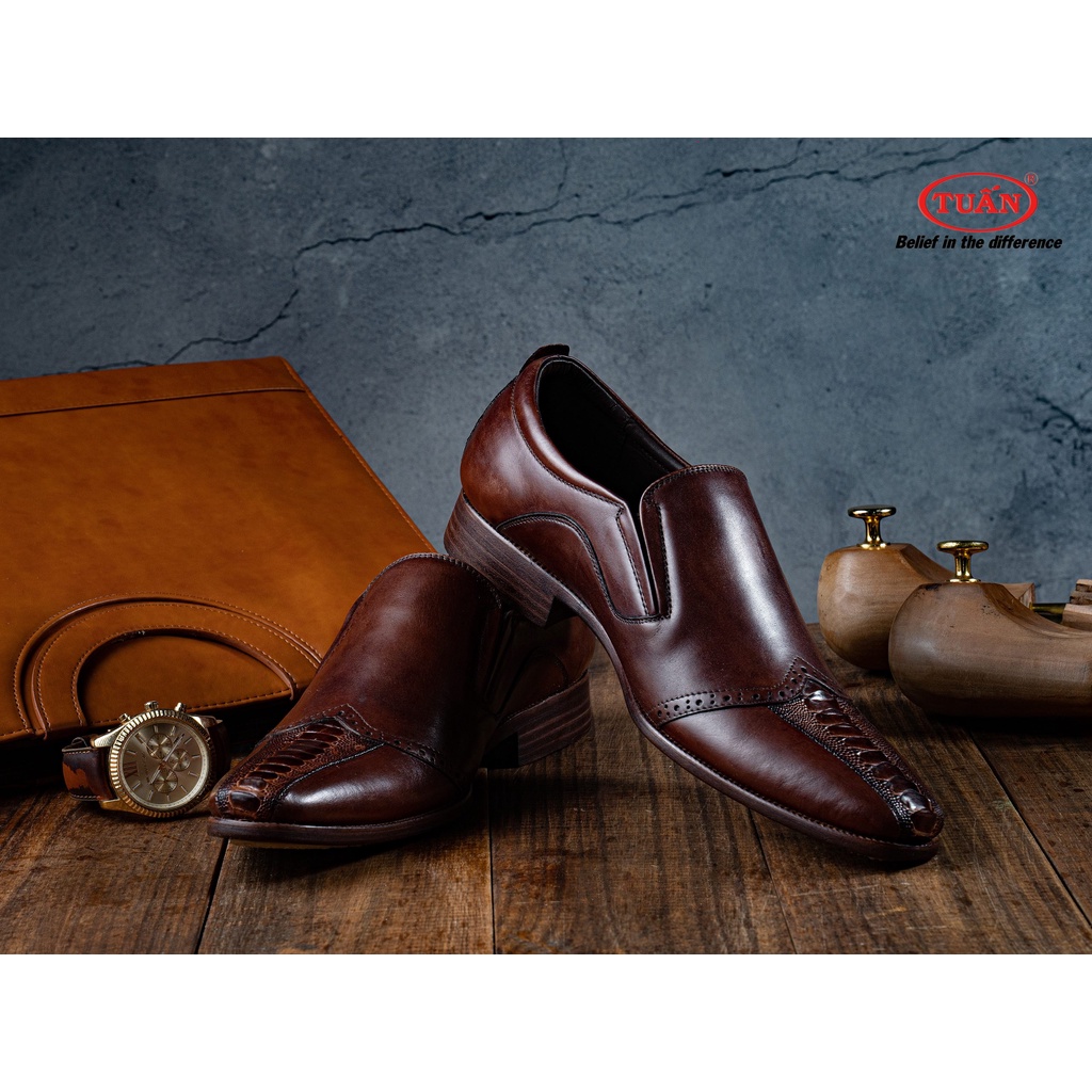 Giày nam cao cấp da Đà Điểu đế DA khâu thủ công Handmade thương hiệu Tuấn GXHU-47L