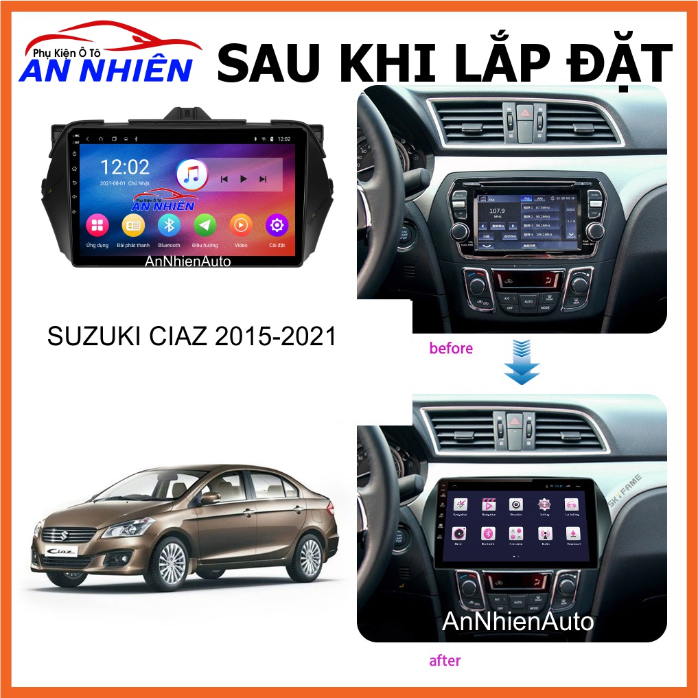 Màn Hình Android 9 inch Cho Xe CIAZ 2015-2021 - Đầu DVD Android Kèm Mặt Dưỡng Giắc Zin Cho SUZUKI CIAZ - Điều Khiển Giọn