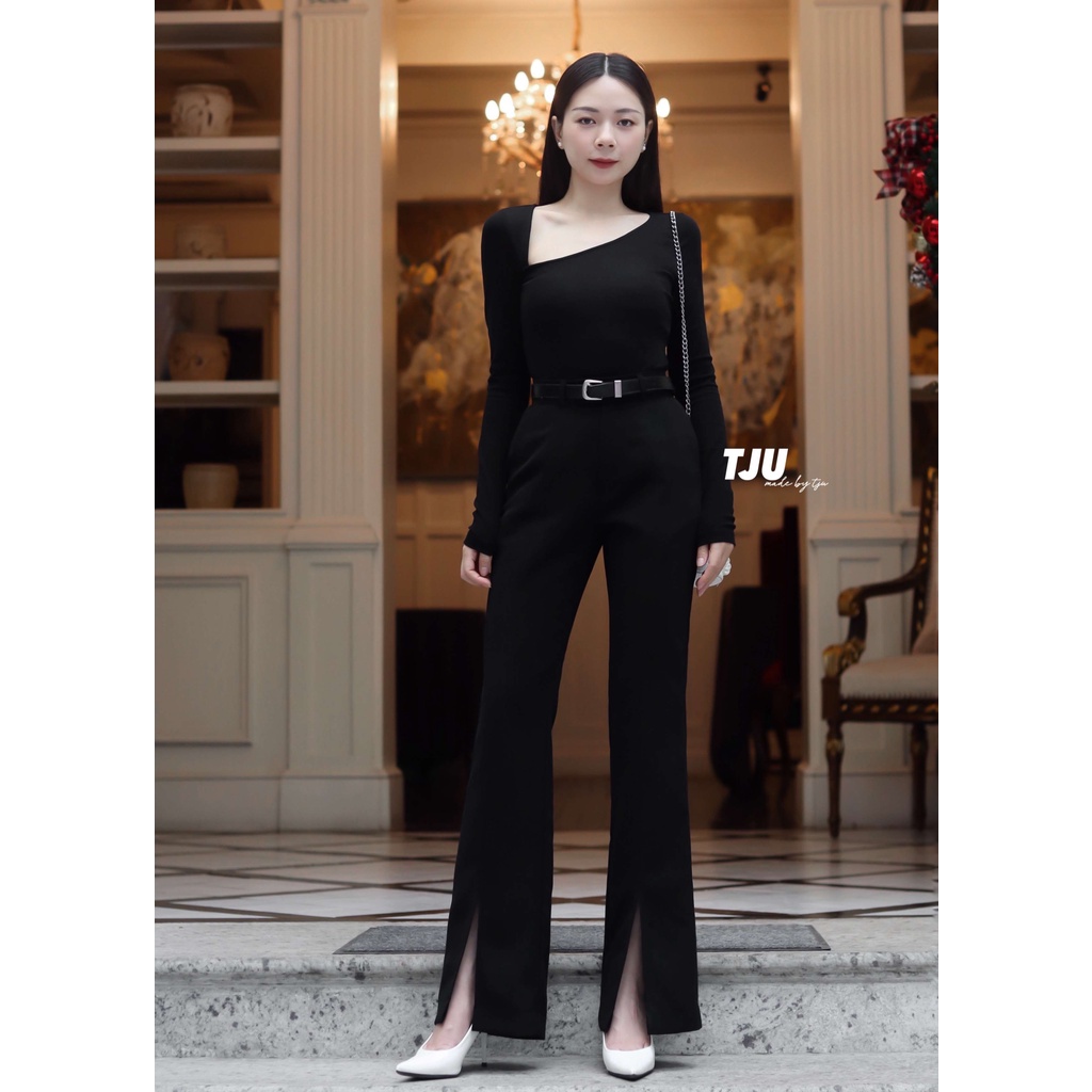 Quần Vải Nữ Ống Loe Xẻ Cạp Cao Chất Tuyết Mưa  Dáng Dài Siêu Tôn Dáng Phong Cách Hàn Quốc Cực Đẹp Senorita