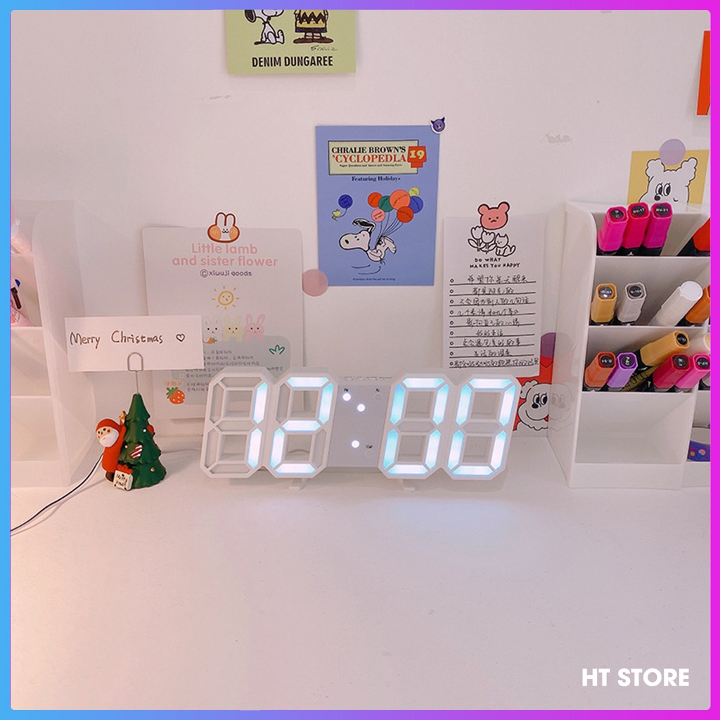 Đồng hồ LED 3D treo tường, để bàn thông minh TN828 Smart Clock chính hãng