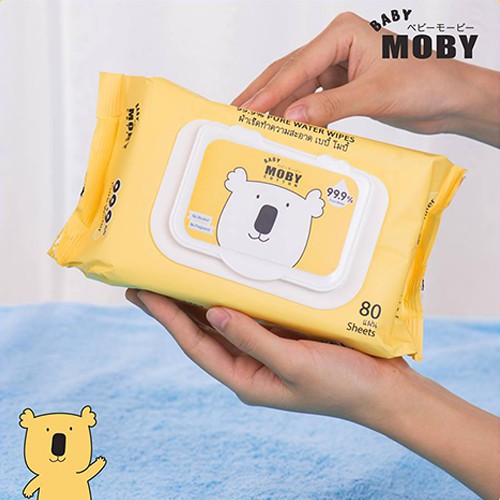 [Combo tiết kiệm] 03 Gói khăn ướt Moby 80 tờ/gói