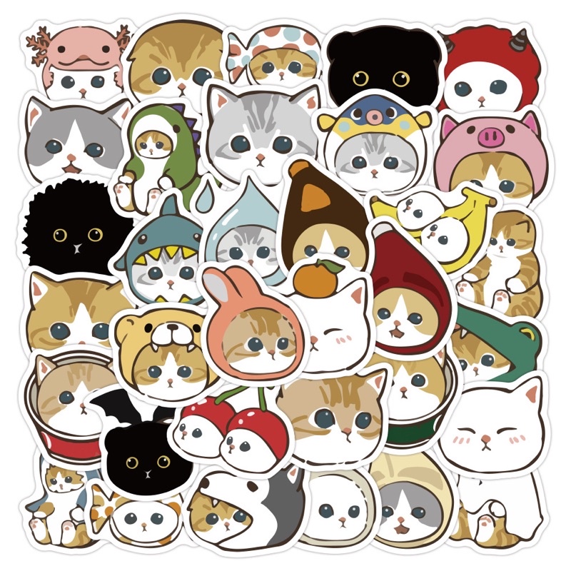 Bộ 40 Hình Dán Mẫu 2 Chống Thấm Nước, Stickers Mèo Cực Đáng Yêu Dán Mũ Bảo Hiểm, Trang Trí Học Tập, Quà Tặng Ý Nghĩa