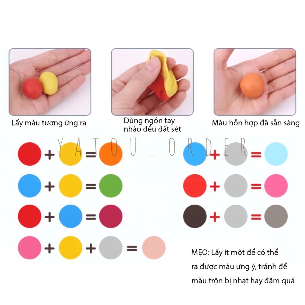 SET 12 MÀU ĐẤT SÉT NHẬT NHẸ TỰ KHÔ an toàn cao cấp SOFT CLAY decor gương, đồng hồ & bộ cây tạo hình