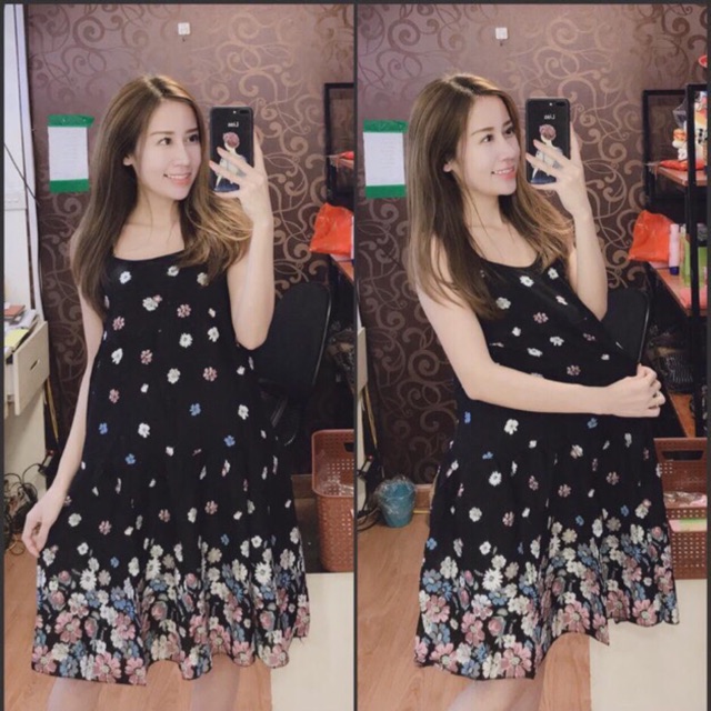 Đầm bầu lanh 2 dây
