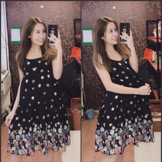 Đầm bầu lanh 2 dây