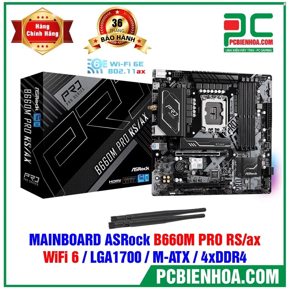 (HOT ) Mainboard - Bo mạch chủ ASROCK B660M Pro RS/ax tích hợp Wifi 6E- hàng chính hãng 36T