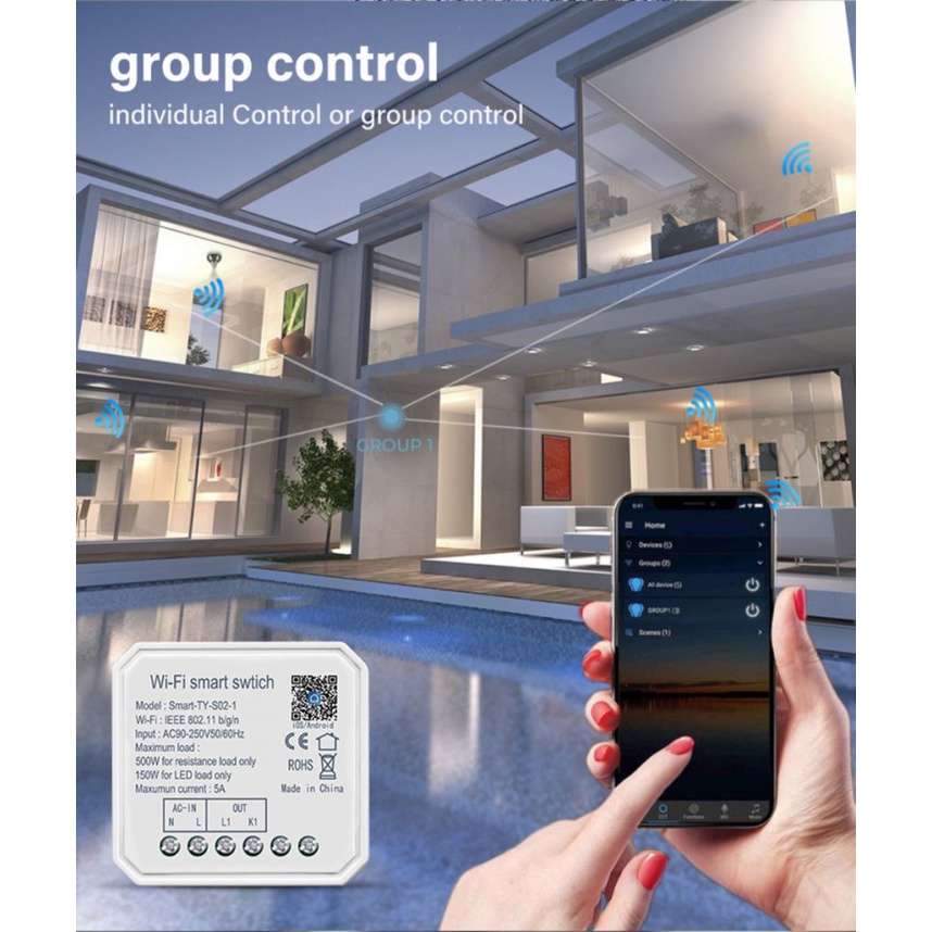 🤟 Có hàng 🤟Mô-đun công tắc đèn thông minh AUBESS 1/ 2 công tắc điều khiển từ xa cho Alexa Google Home