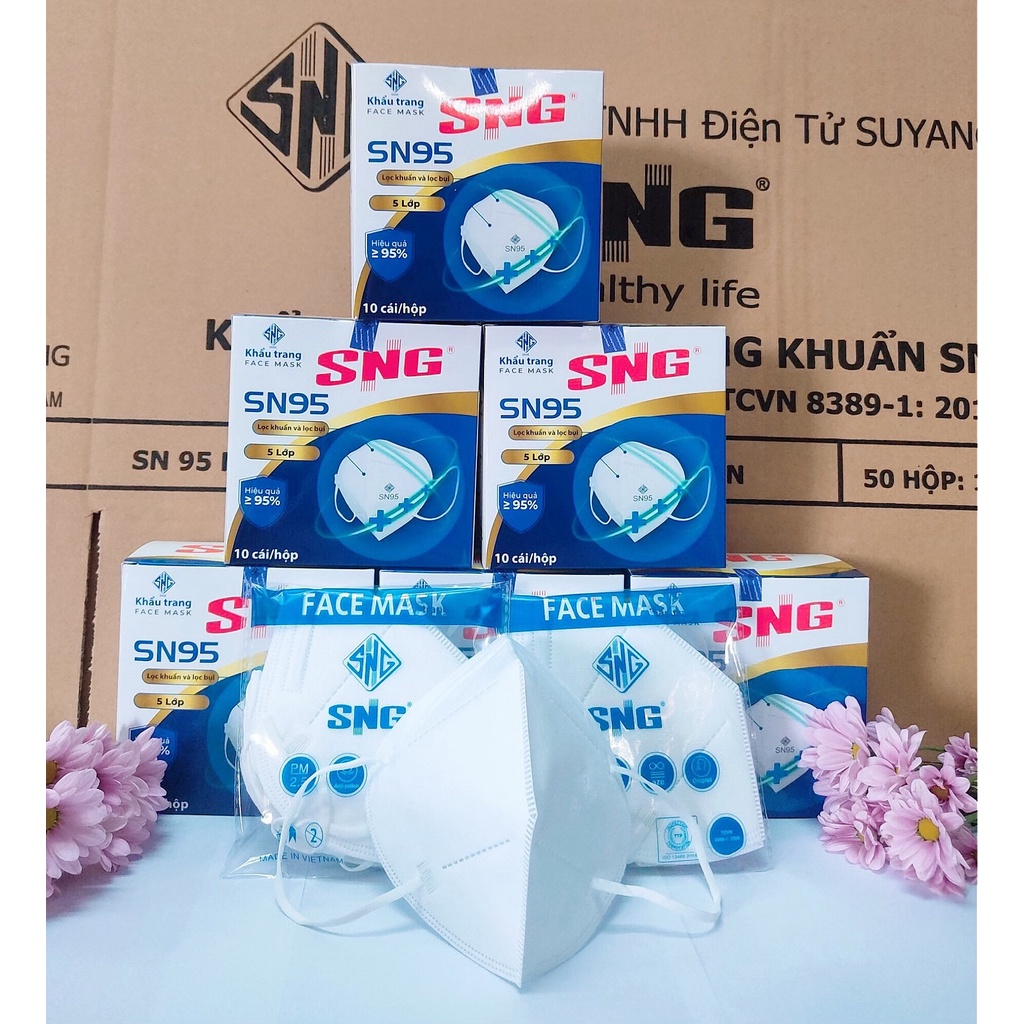 [Mã BMLT35] [SN95- HỘP 10 CÁI] Khẩu trang y tế kháng khuẩn 5 lớp lọc khuẩn và bụi, siêu thoáng SN95 SNG Masks