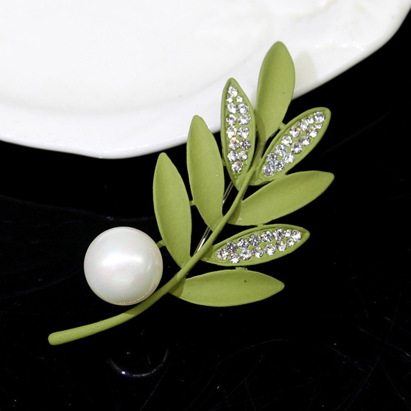 Ghim Cài Áo Hình Hoa Lá Đính Đá Và Ngọc Trai Nhân Tạo Thời Trang
