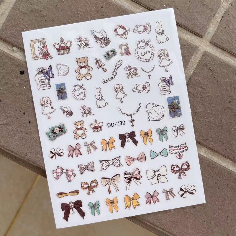 Sticker hoạt hình 3d dán móng tay nail