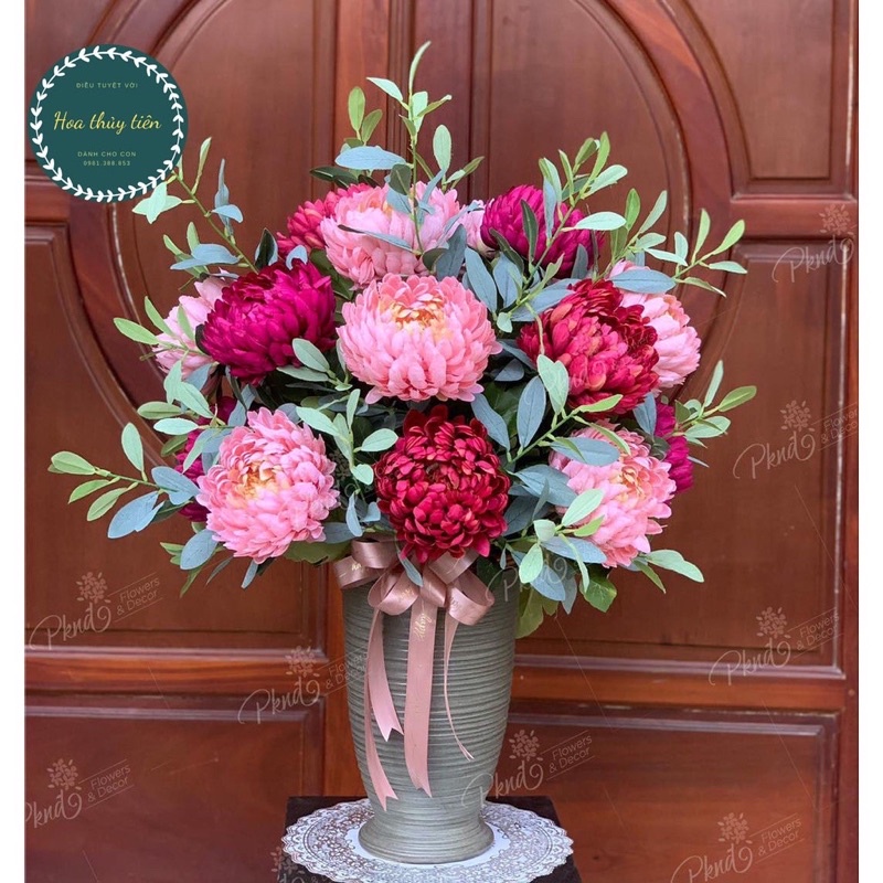 Hoa cúc ĐẠI ĐOÁ, hoa lụa cúc mẫu đơn dài 75cm
