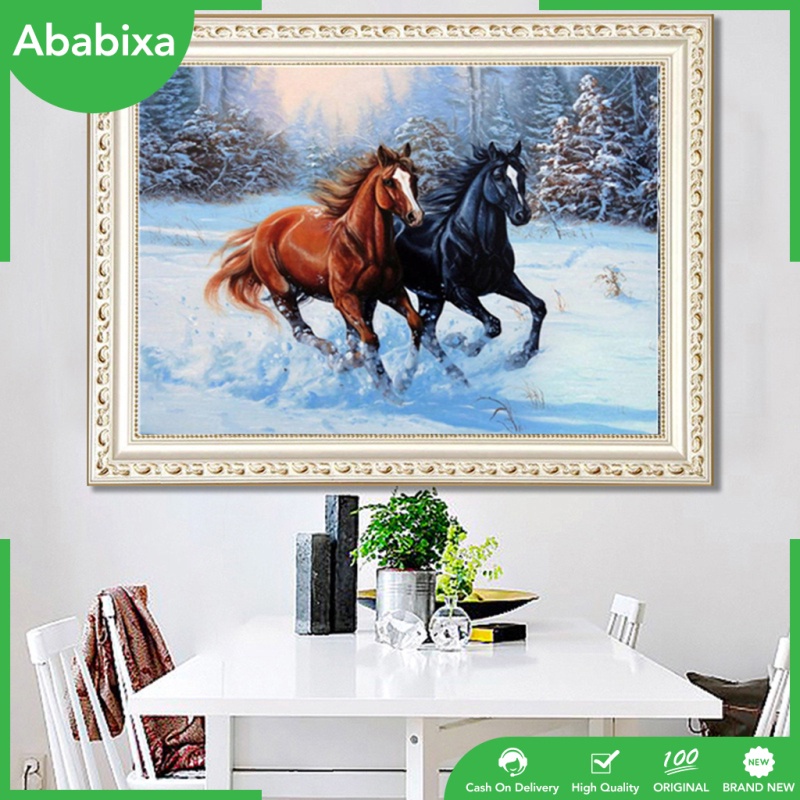 Tranh Thêu Chữ Thập Đính Đá 5d Tự Làm Hình Ngựa Con