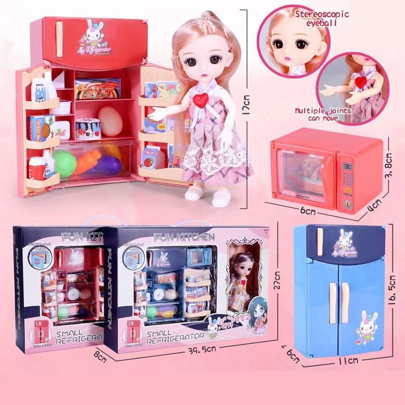 Búp bê công chúa 3D kèm phụ kiện - tủ bếp 30 món - đồ chơi bé gái