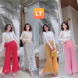 🌈🌈Quần suôn ống rộng, dập li chấm bi