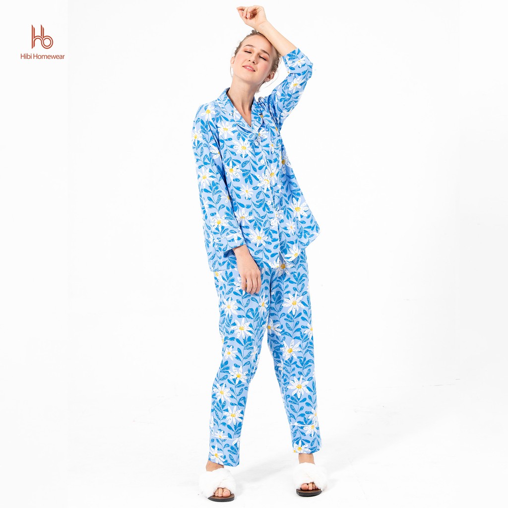 Set đồ bộ dài tay dài mặc nhà pijama Hibi HB109 - Quần có túi