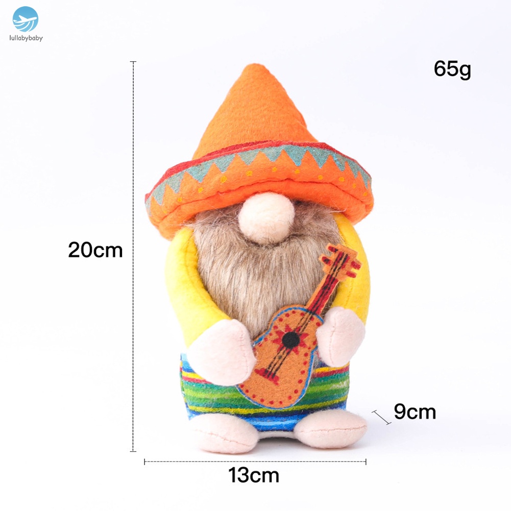 Mexican Carnival Gnome Scandinavian Dwarf Plush Doll Guitar Couple Gnome Shop Window Home Farmhouse Kitchen Decor